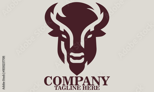 Bison head icon. bison head vector illustration, bison head logo design, bison head in minimal geometric line-art form