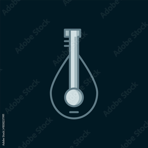 Line Traditional musical instrument mandolin icon isolated on black background. Flat filled outline style with shadow. Vector