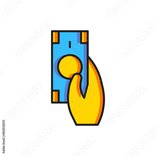 Color Fast payments icon isolated on white background. Fast money transfer payment. Financial services, fast loan, time is money, cash back concept. Flat filled outline style with shadow. Vector