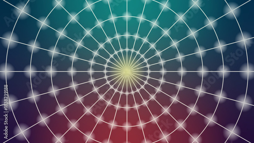 An abstract green background featuring a digital grid and circular radar lines that create a high-tech motion tunnel design