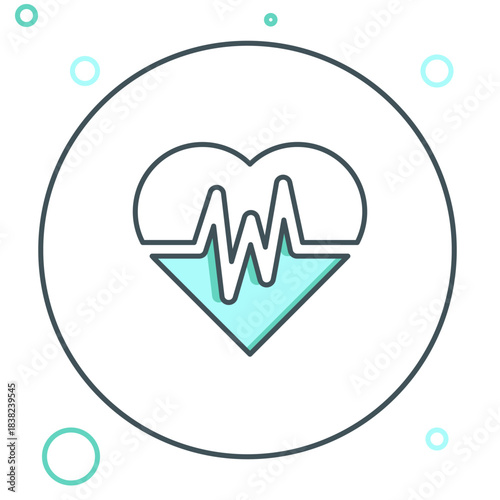 Line Heart rate icon isolated on white background. Heartbeat sign. Heart pulse icon. Cardiogram icon. Colorful outline concept. Vector