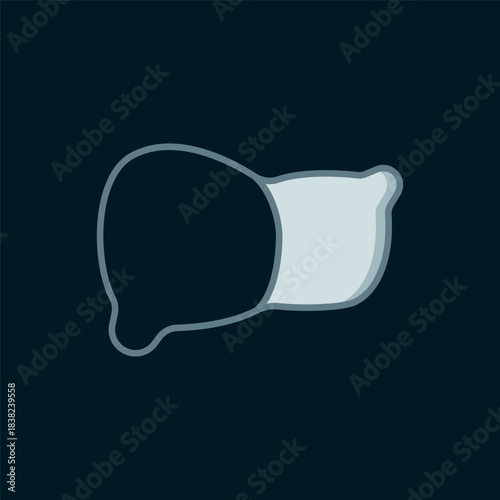 Line Human organ liver icon isolated on black background. Flat filled outline style with shadow. Vector