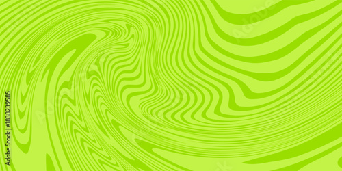 Abstract green background with hypnotic wavy lines pattern. Fresh and natural background