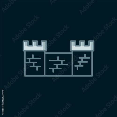 Line Great wall of China icon isolated on black background. Flat filled outline style with shadow. Vector