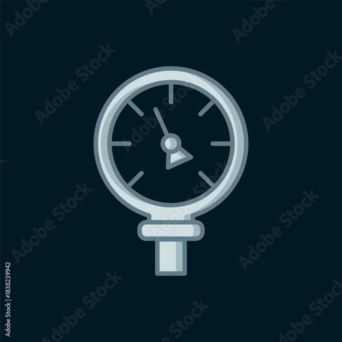 Line Pressure water meter icon isolated on black background. Flat filled outline style with shadow. Vector