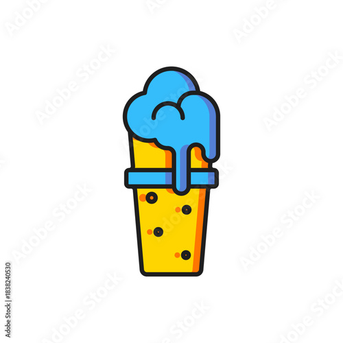 Color Glass of beer icon isolated on white background. Flat filled outline style with shadow. Vector