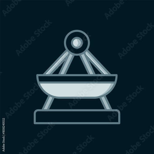 Line Boat swing icon isolated on black background. Childrens entertainment playground. Attraction riding ship, swinging boat. Amusement park. Flat filled outline style with shadow. Vector