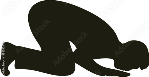 black silhouette of a man praying vector illustration