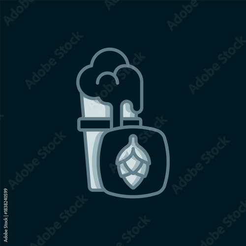 Line Glass of beer icon isolated on black background. Flat filled outline style with shadow. Vector