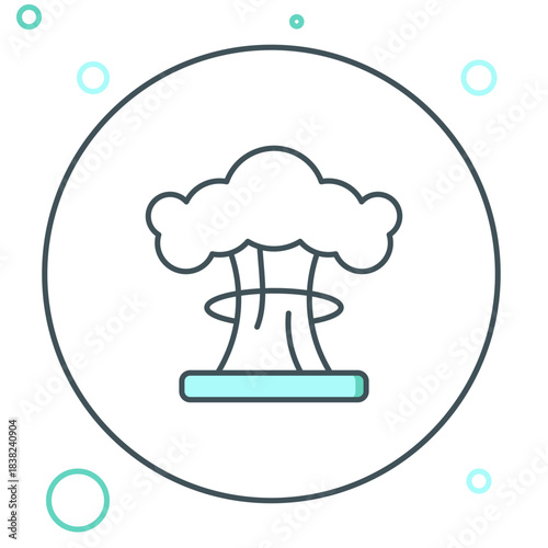 Line Nuclear explosion icon isolated on white background. Atomic bomb. Symbol of nuclear war, end of world. Colorful outline concept. Vector