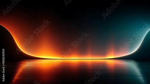 High-tech digital arcs glowing along the bottom edge, forming a balanced frame with a large empty area for headlines or presentations.