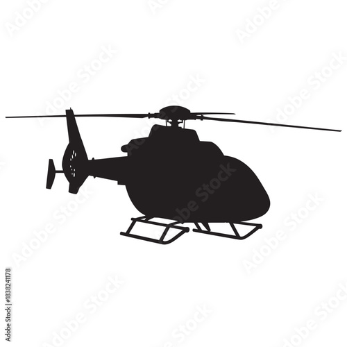 Military Helicopter Silhouette Vector in Flight Over Sky