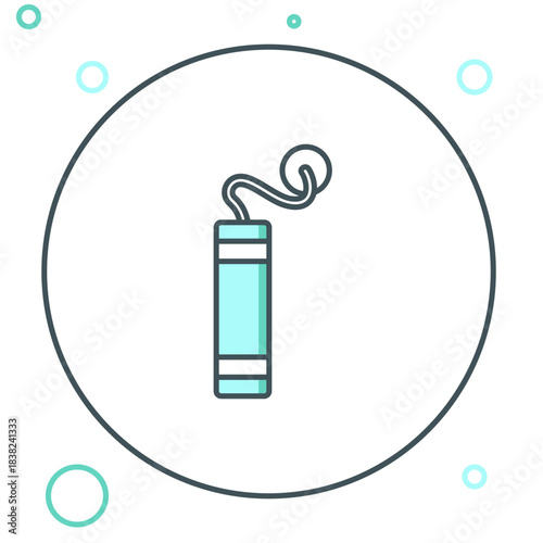 Line Detonate dynamite bomb stick icon isolated on white background. Time bomb - explosion danger concept. Colorful outline concept. Vector
