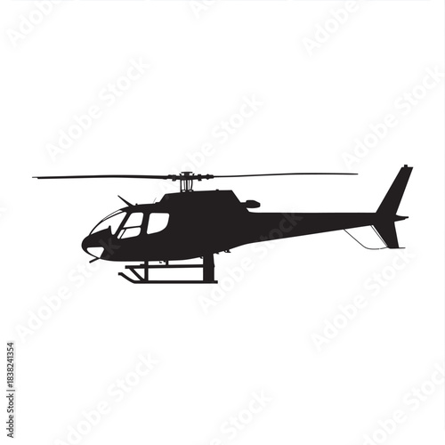 Military helicopter isolated silhouette on white background