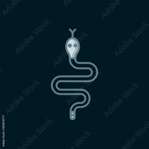 Line Snake icon isolated on black background. Flat filled outline style with shadow. Vector