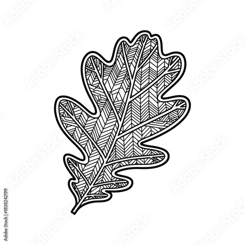 Oak leaf autumn zentangle geometric pattern vector illustration