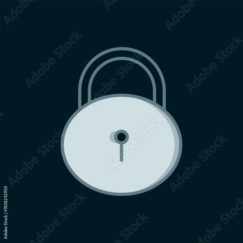 Line Lock icon isolated on black background. Padlock sign. Security, safety, protection, privacy concept. Flat filled outline style with shadow. Vector