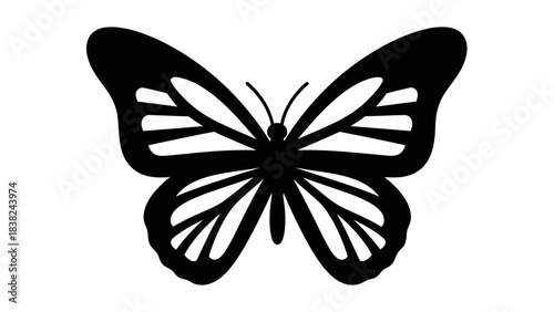 Butterfly icon design element insect graphic animal vector art black and white illustration isolated