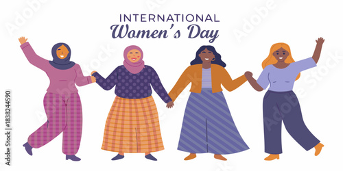 Celebrating international women s day with diverse group of women holding hands