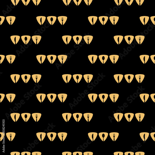 Fork, knife, spoon seamless pattern isolated on black  background