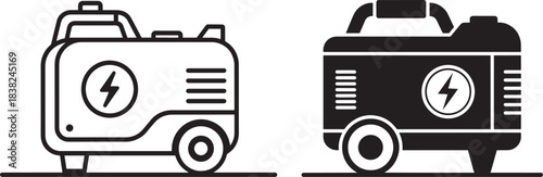 Two portable generators side by side silhouette