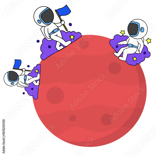 Illustration of an Astronaut Landing on Mars