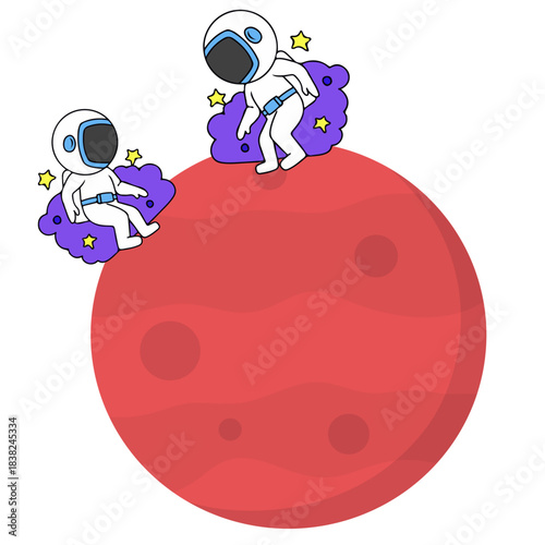 Illustration of an Astronaut Landing on Mars