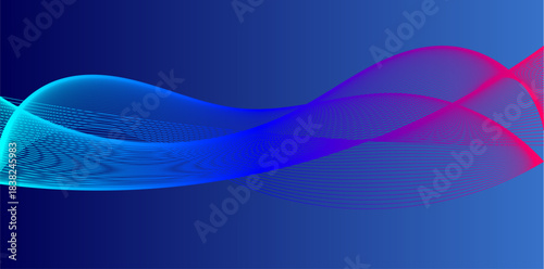 Abstract flowing blue and pink wavy lines creating a dynamic and modern graphic background with a smooth color gradient.