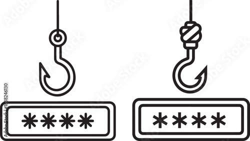Fishing hook and password input field silhouette