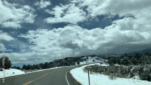 POV road trip through Utah and Arizona along Route 12 and Highway 95, with scenic canyons, mesas, red rocks and desert landscapes. Horizontal and vertical footage.