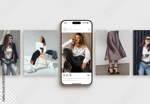 Social Media Phone Screen Feed Mockup Isolated