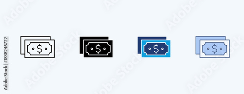 Cash Multiple Icon Illustration Vector