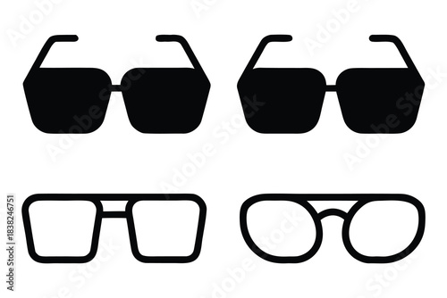 glasses vector icon, eyeglass sign, sunglasses sign and symbol