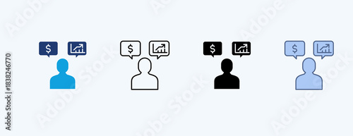 Financial Advisor Multiple Icon Illustration Vector