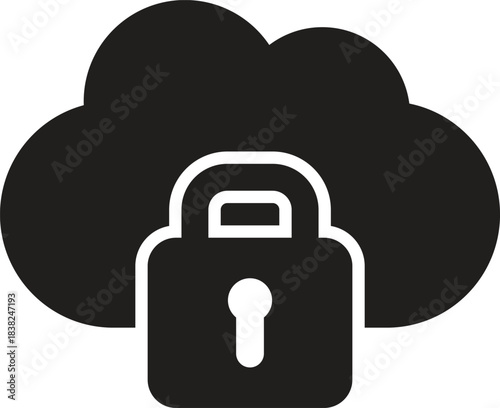 Cloud Security Icon for Data Protection, Privacy, and Digital Storage Design
