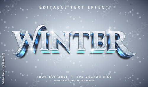 winter vector text effect editable