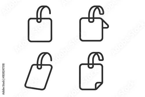 Four outline icons representing price tag and label variations