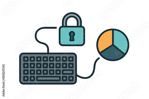 Keyboard data security and analysis concept icon