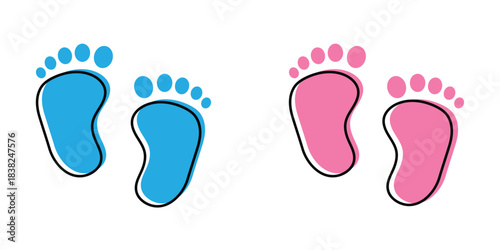 Baby Feet new born. Kids or baby feet and foot steps vector baby feet boy or girl sign. EPS 10