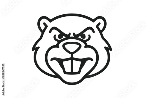 Angry beaver mascot head outline icon for sports teams