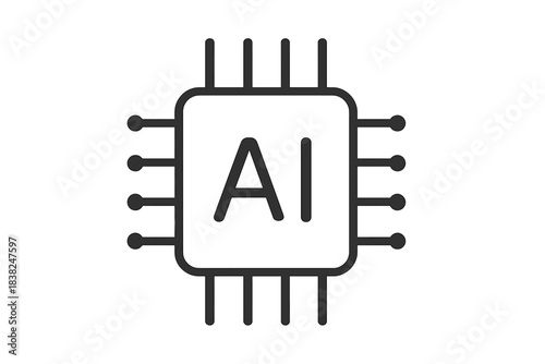 Outline icon of a microchip with abbreviation inside