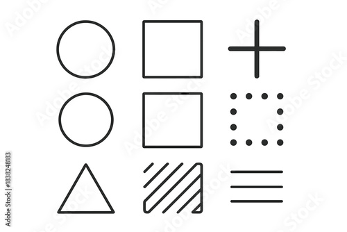 Basic geometric shapes and abstract line icons for modern design elements