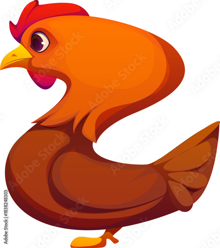 Letter Z as a chicken bird cartoon character, agriculture typeface, farm font, harvest type, funny English alphabet. Vector funny and cute abc for children education, early learning and fun games
