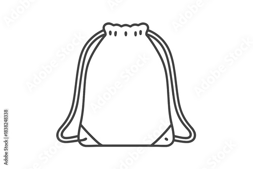 Simple outline icon of a drawstring bag with shoulder straps