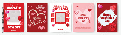 Romantic Valentine Celebration sale discount A4 Poster Flyer and Brochure Template bundle, Creative Valentine template set with holiday party posters, brochures, leaflets, and greeting card designs