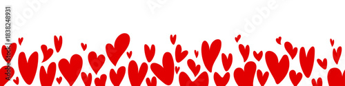 Red heart banner pattern, Valentine's Day border, background
