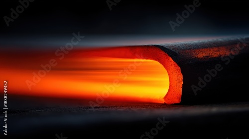 Closeup medium shot of incremental roll forging showing precise billet deformation in stages emphasizing controlled metal shaping and engineering.