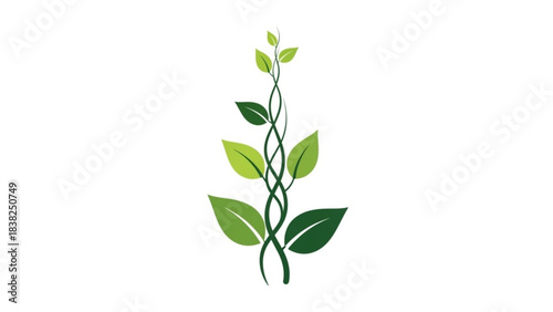 Emergence of Life: A vibrant illustration showcases a verdant plant in its prime, showcasing leaves intertwining with the stem, symbolizing organic growth.