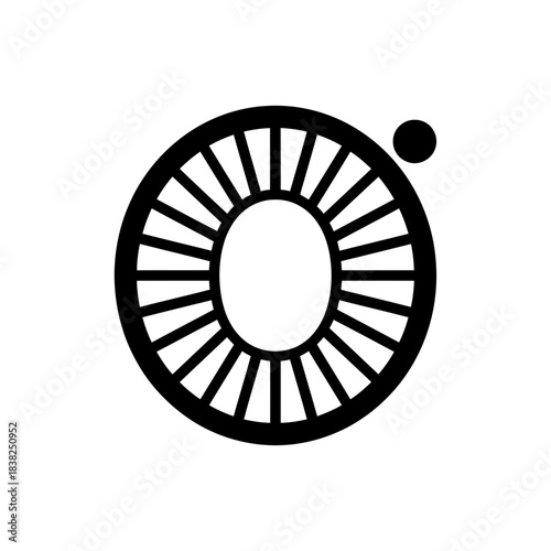 Tactile alphabet black and white abstract circular logo design resembling an eye or aperture