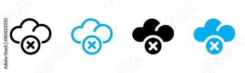 Cloud Error Icon Multiple Style Vector Illustration 